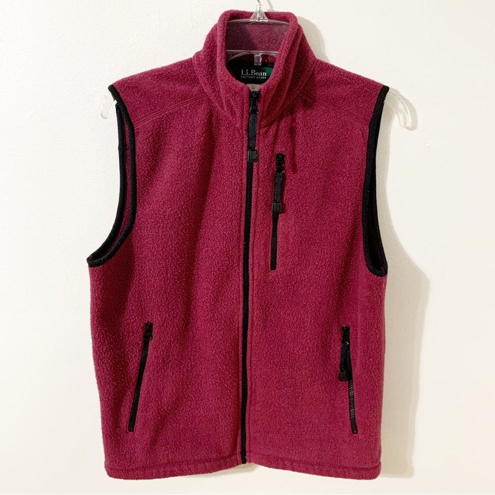 L. L. Bean Fleece Front Zip Vest Mock Turtleneck Collar Zip Pockets Layering